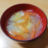 白菜と人参と春雨の中華スープ
